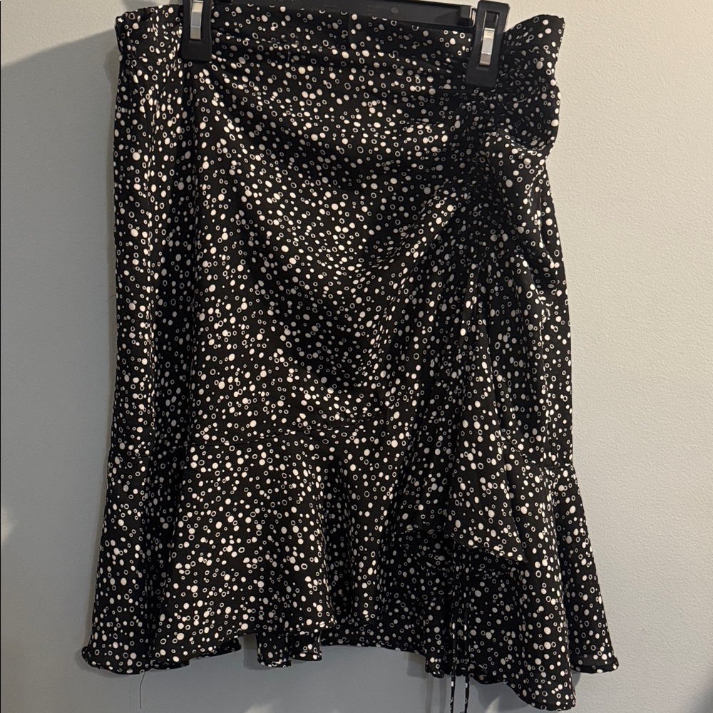 Max Studio Black Skirt with White Dot Print